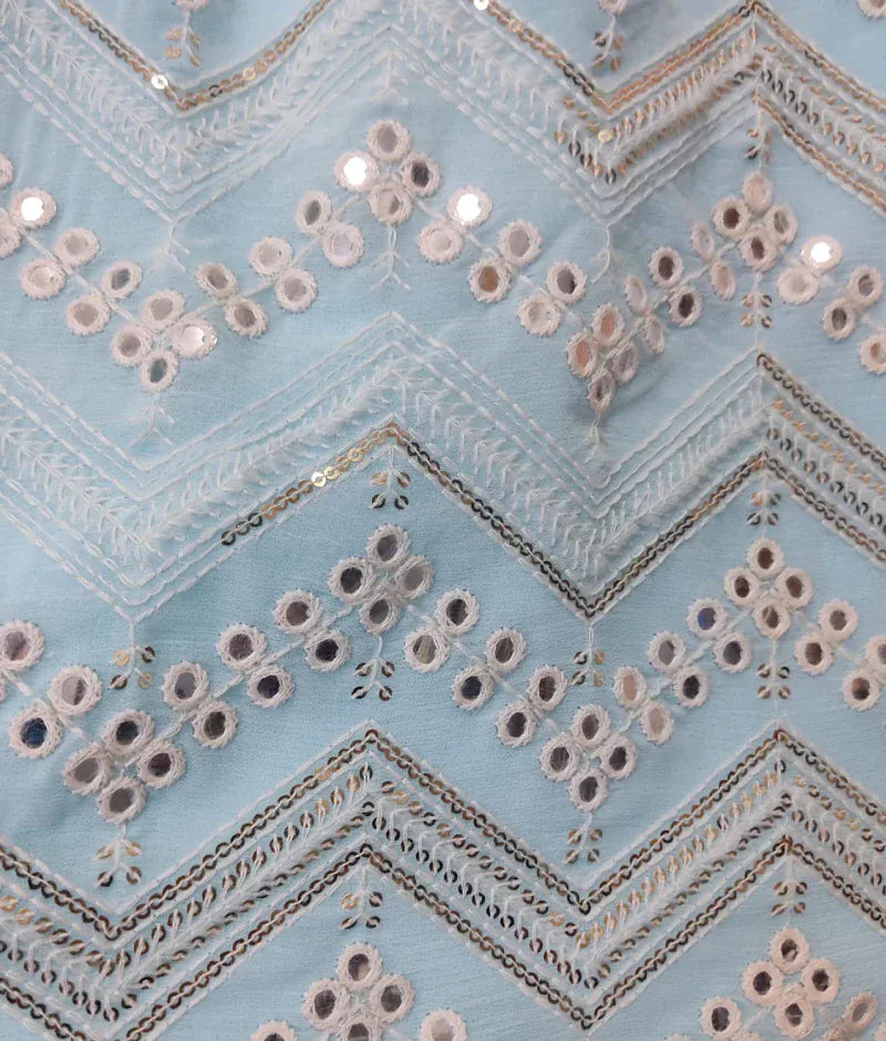 Luxe Blue Mirror Embroidered Lehenga Choli