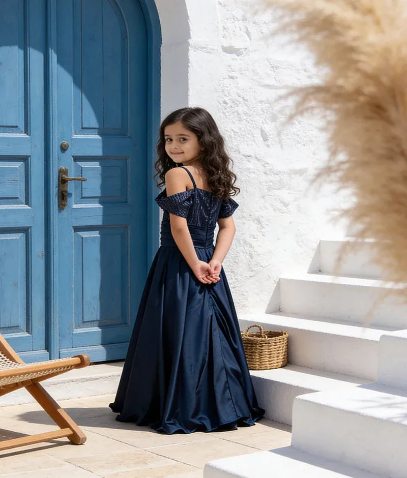 Luxe Blue Sequence embroidery Gown