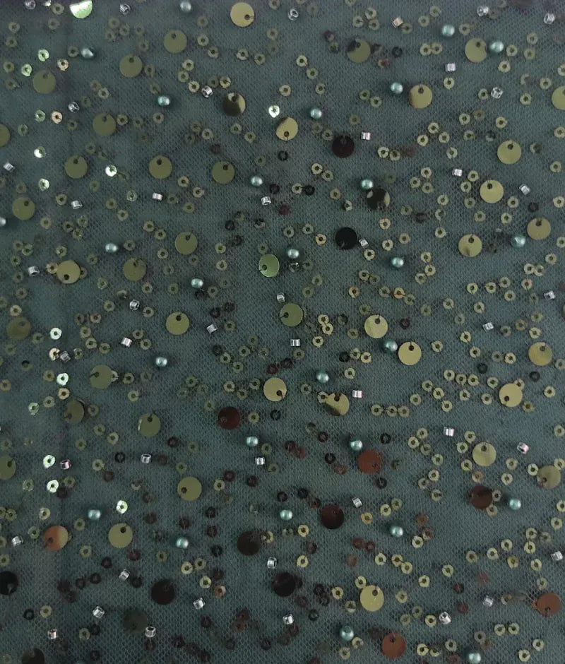 Luxe Green Sequence Embroidery Gown