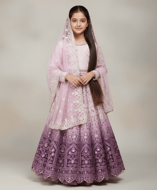 Luxe Lilac Ombre Thread Work Anarkali