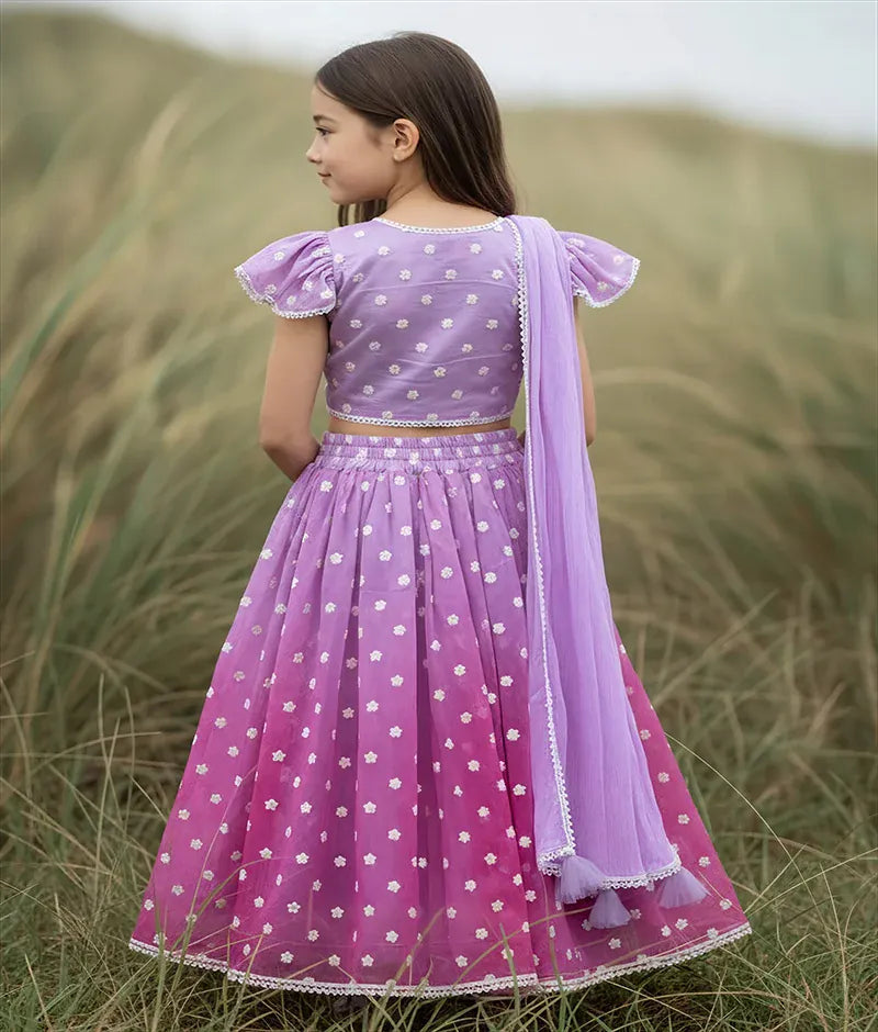 Luxe Pink Ombre Embroidered Lehenga Choli Set