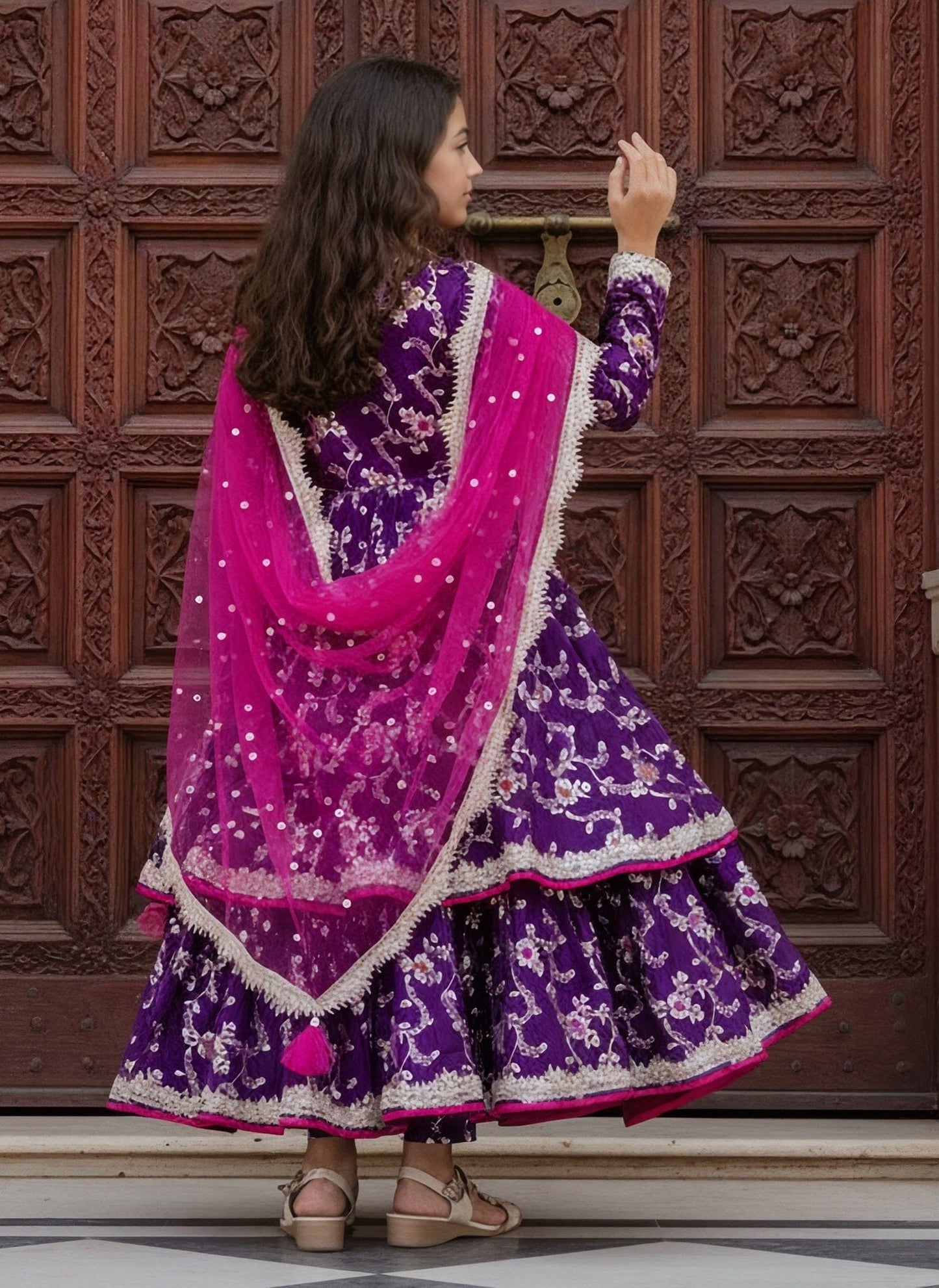 Luxe Purple Brocade Anarkali