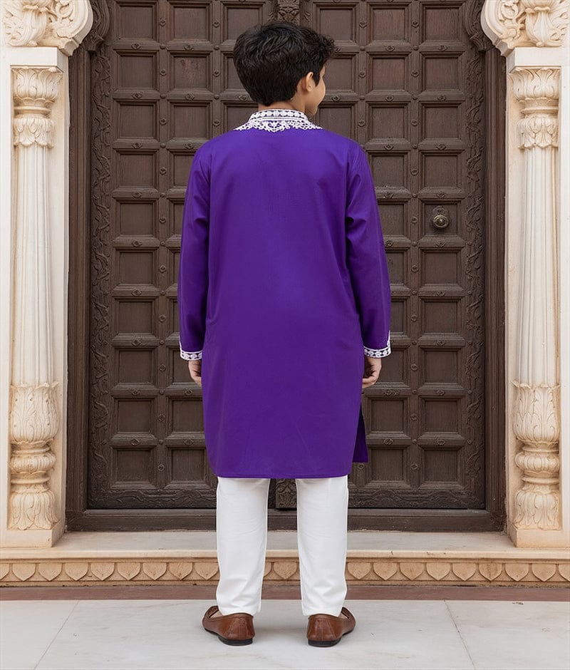 Luxe Purple Kurta with Dori Embroidery and Pant