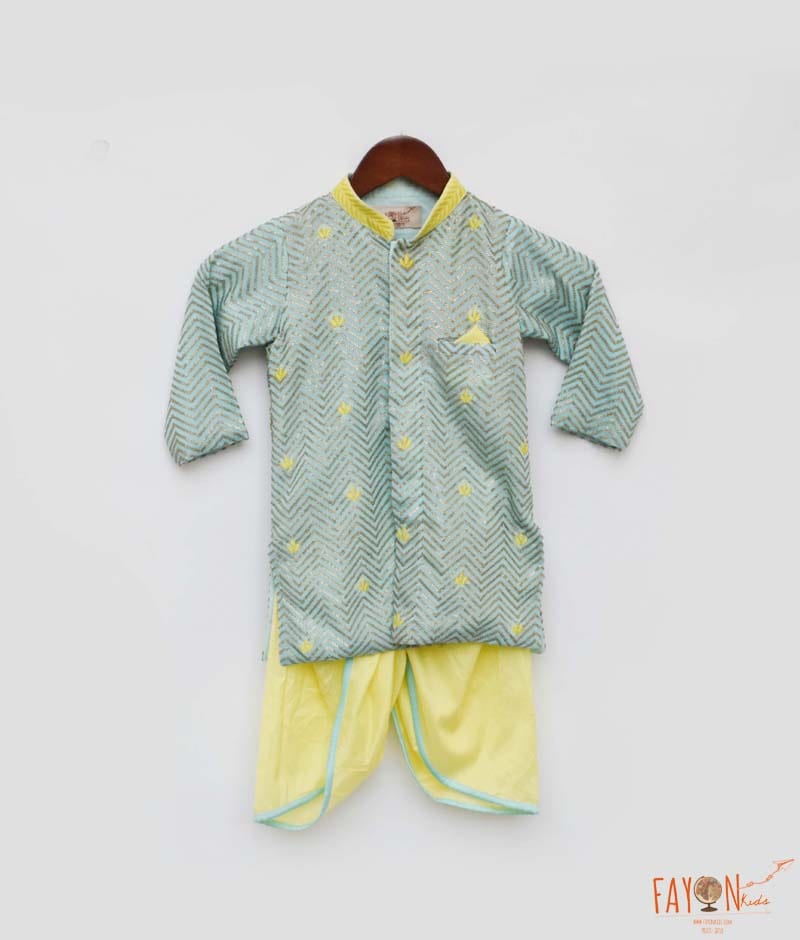 Aqua Blue Kurta with Dhoti for Boys