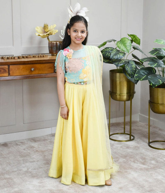 Aqua Printed Top with Pant for Girls
