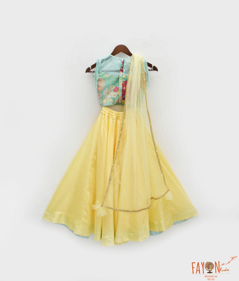 Aqua Printed Top with Pant for Girls