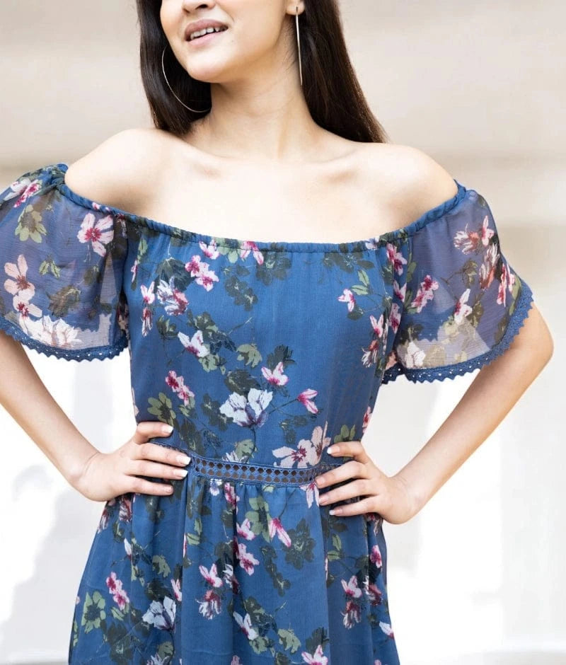 Manufactured by FAYON KIDS (Noida, U.P) Azure Escape Off Shoulder Dress