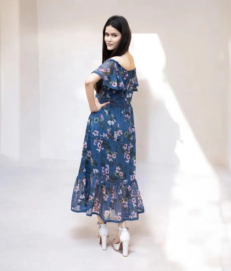 Manufactured by FAYON KIDS (Noida, U.P) Azure Escape Off Shoulder Dress