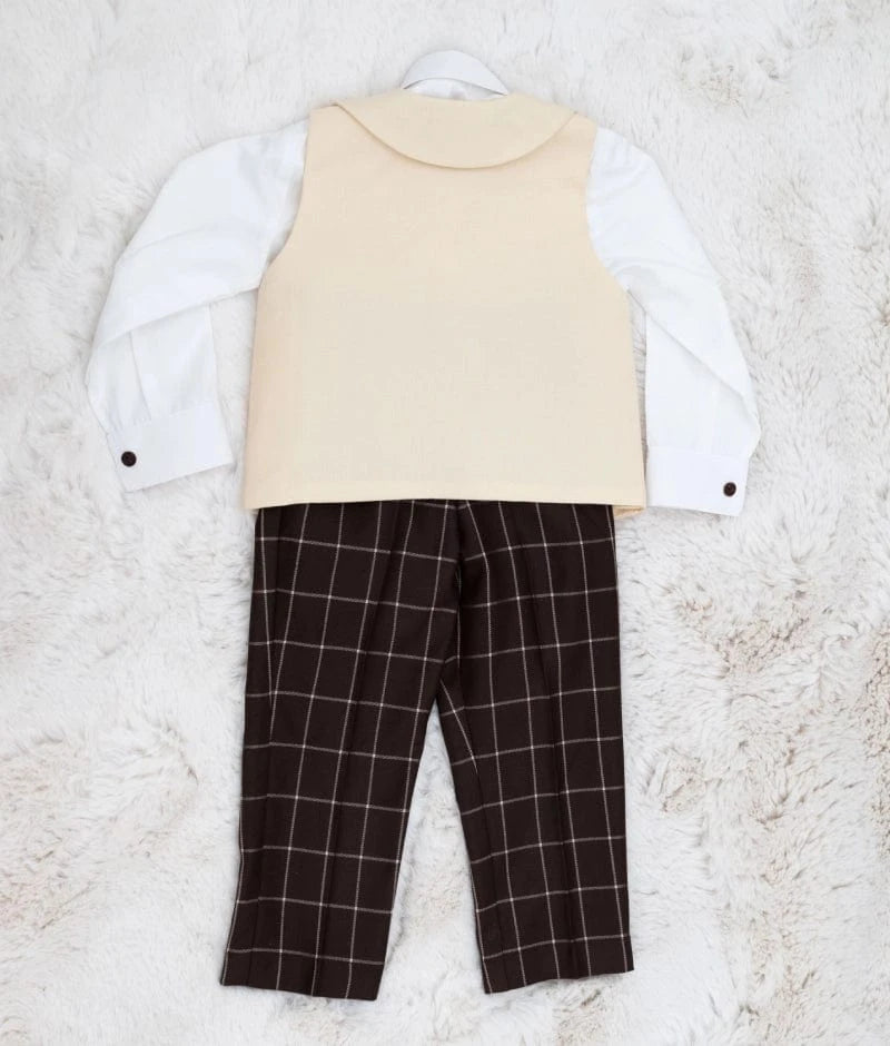 Manufactured by FAYON KIDS (Noida, U.P) Beige Waistcoat with Custom Initials & Spidey Vibes!