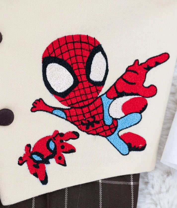 Beige Waistcoat with Custom Initials & Spidey Vibes!