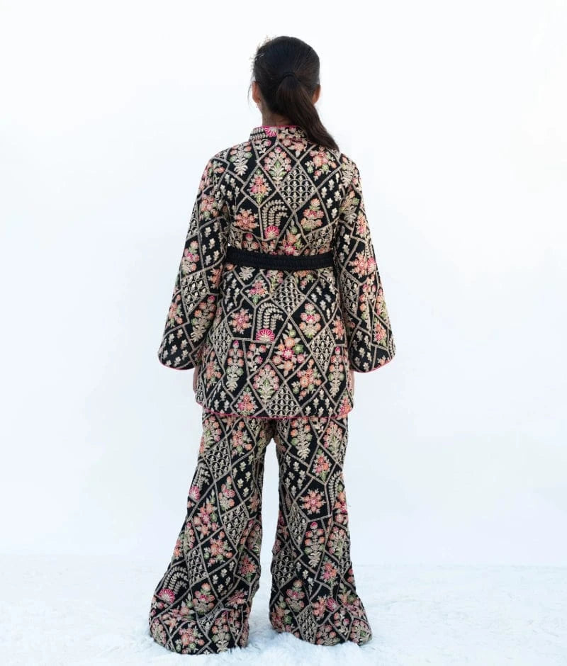 Manufactured by FAYON KIDS (Noida, U.P) Black Embroidered Jacket & Pant Set