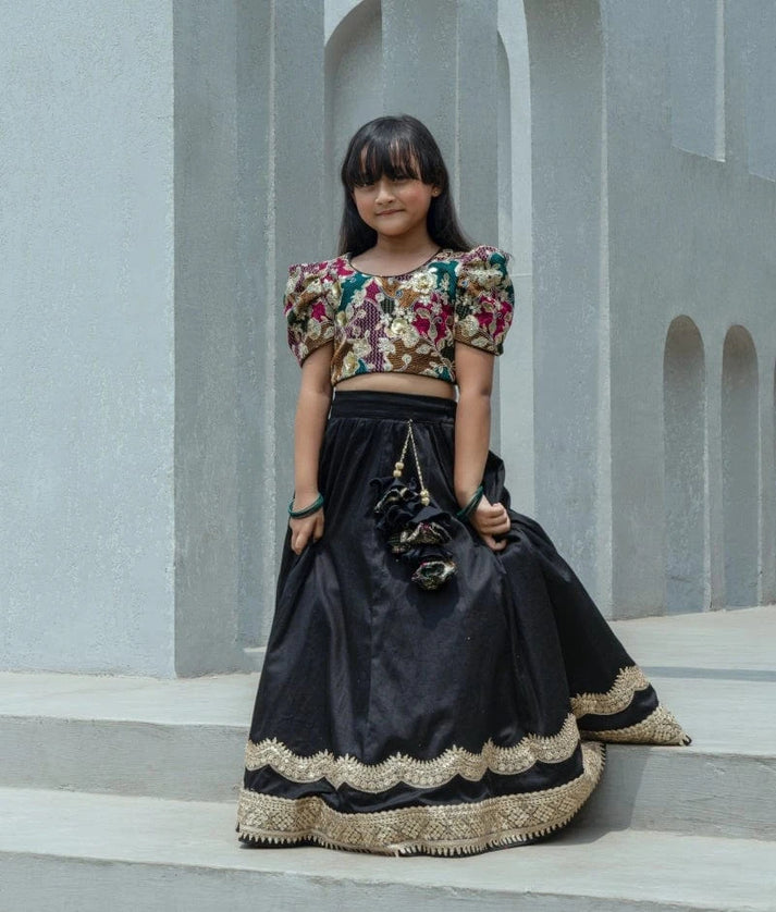Black Embroidered Lehenga Choli Set