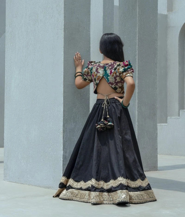 Black Embroidered Lehenga Choli Set