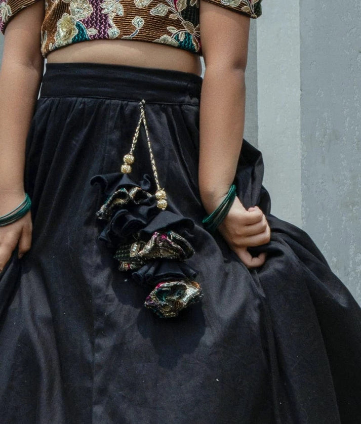 Black Embroidered Lehenga Choli Set