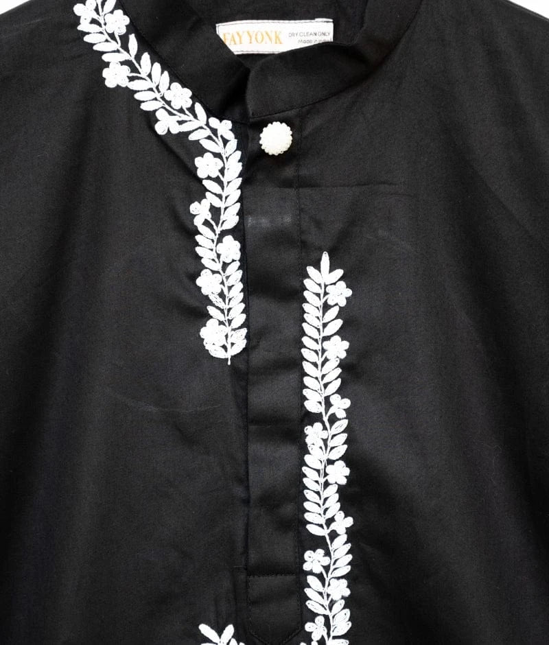 Manufactured by FAYON KIDS (Noida, U.P) Black Kurta with Dori Embroidery and Pant for Boys