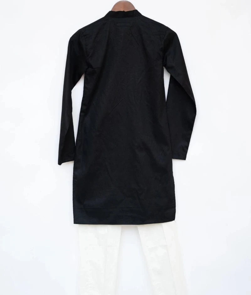Manufactured by FAYON KIDS (Noida, U.P) Black Kurta with Dori Embroidery and Pant for Boys