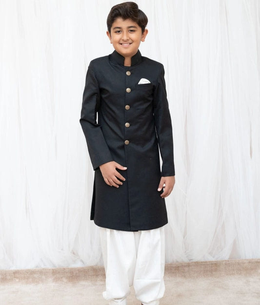 Manufactured by FAYON KIDS (Noida, U.P) Black Sherwani Set