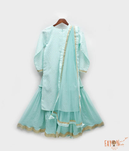 Manufactured by FAYON KIDS (Noida, U.P) Blue Bloom: Printed Kurti Sharara Set for Girls