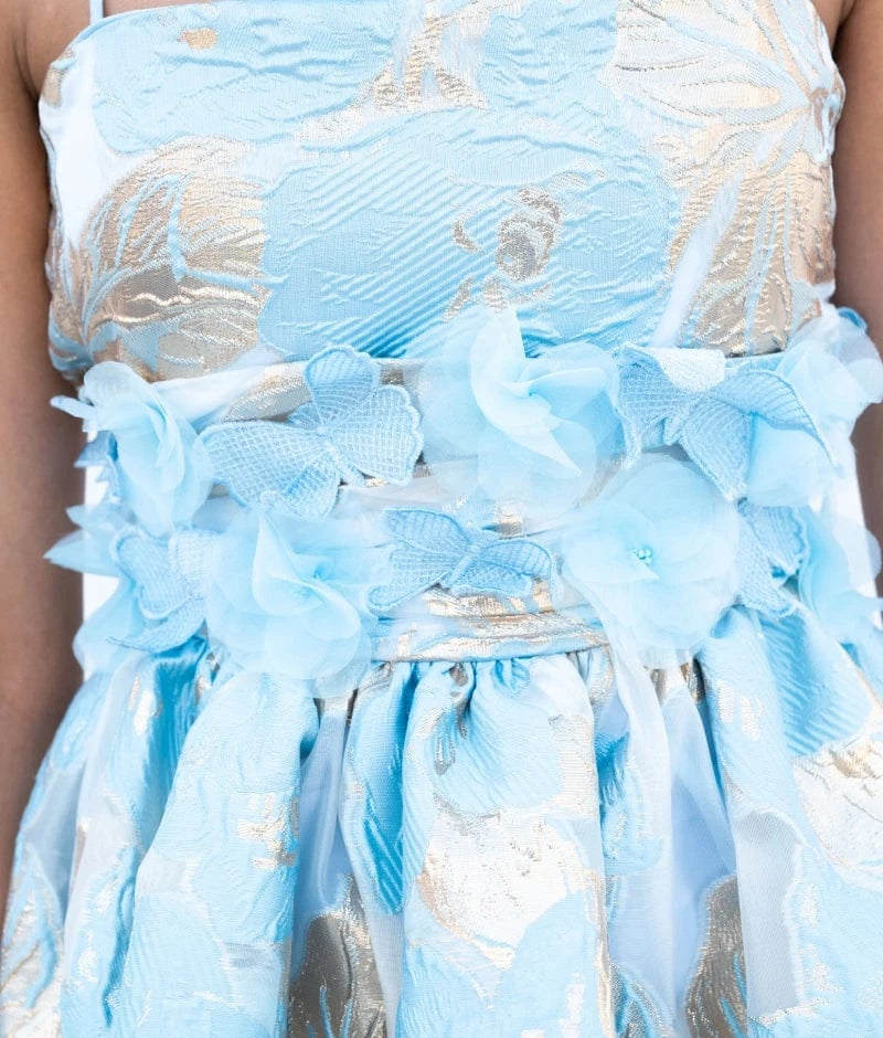 Manufactured by FAYON KIDS (Noida, U.P) Blue Brocade Dress for Girls