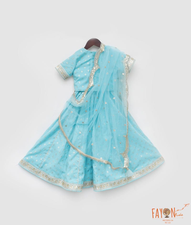 Manufactured by FAYON KIDS (Noida, U.P) Blue Chanderi Choli with Lehenga for Girls