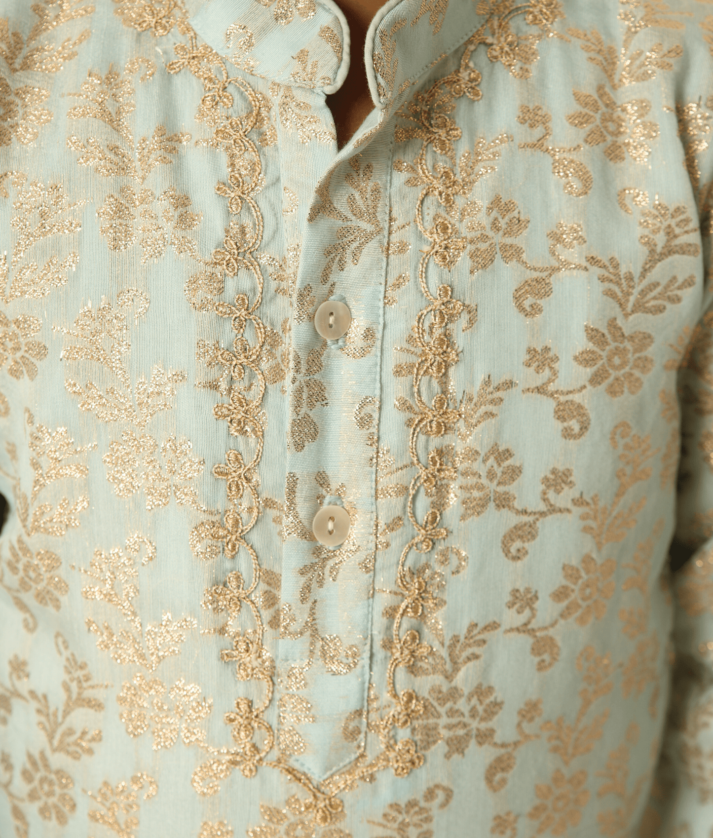 Manufactured by FAYON KIDS (Noida, U.P) Blue Chanderi Kurta with Pant for Boys