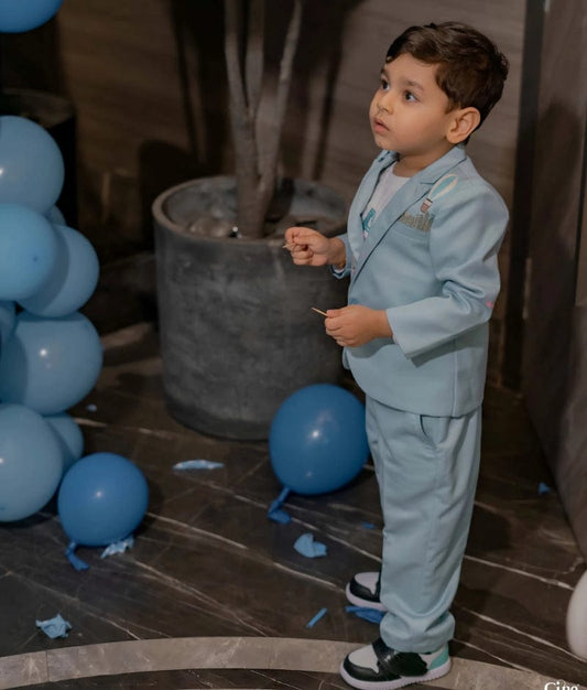 Manufactured by FAYON KIDS (Noida, U.P) Blue Coat Set with Aircraft Design