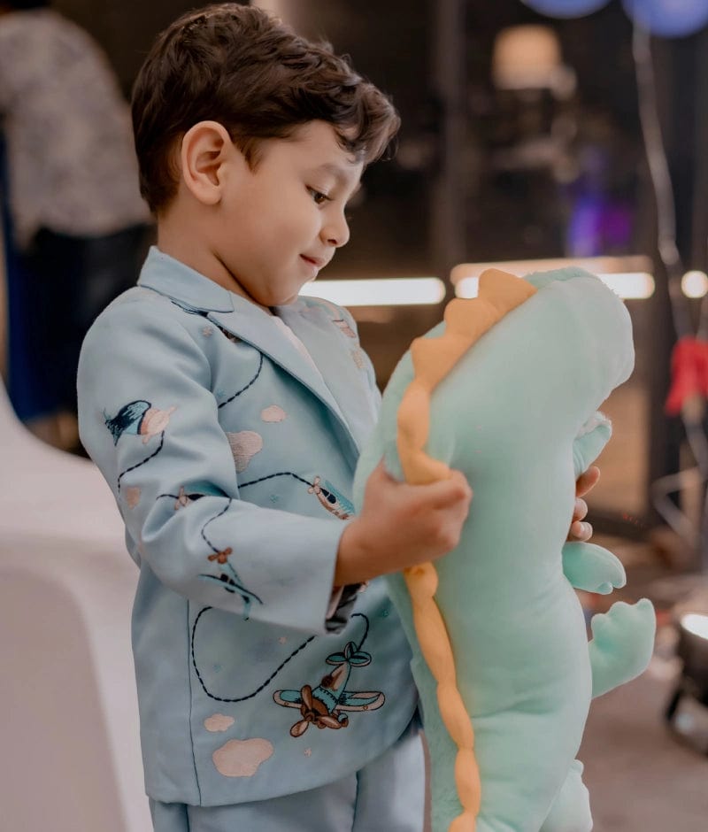 Manufactured by FAYON KIDS (Noida, U.P) Blue Coat Set with Aircraft Design