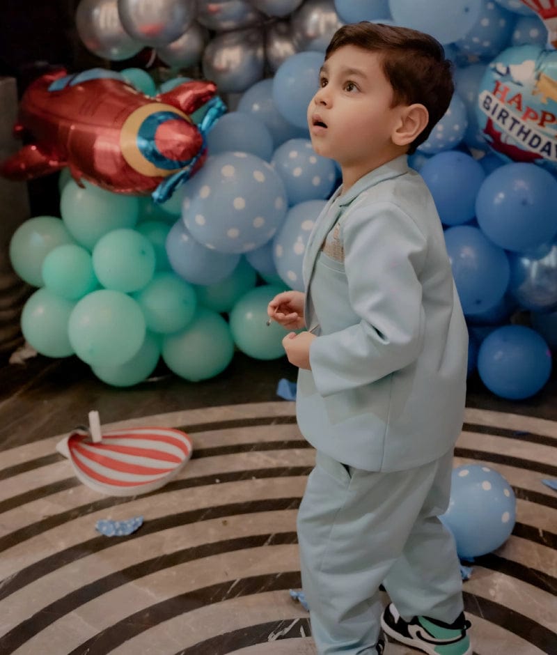 Manufactured by FAYON KIDS (Noida, U.P) Blue Coat Set with Aircraft Design