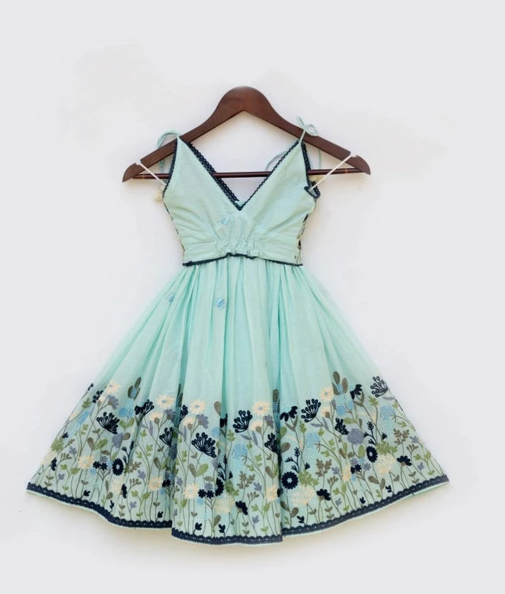 Manufactured by FAYON KIDS (Noida, U.P) Blue Embroidered Lehenga Choli Set