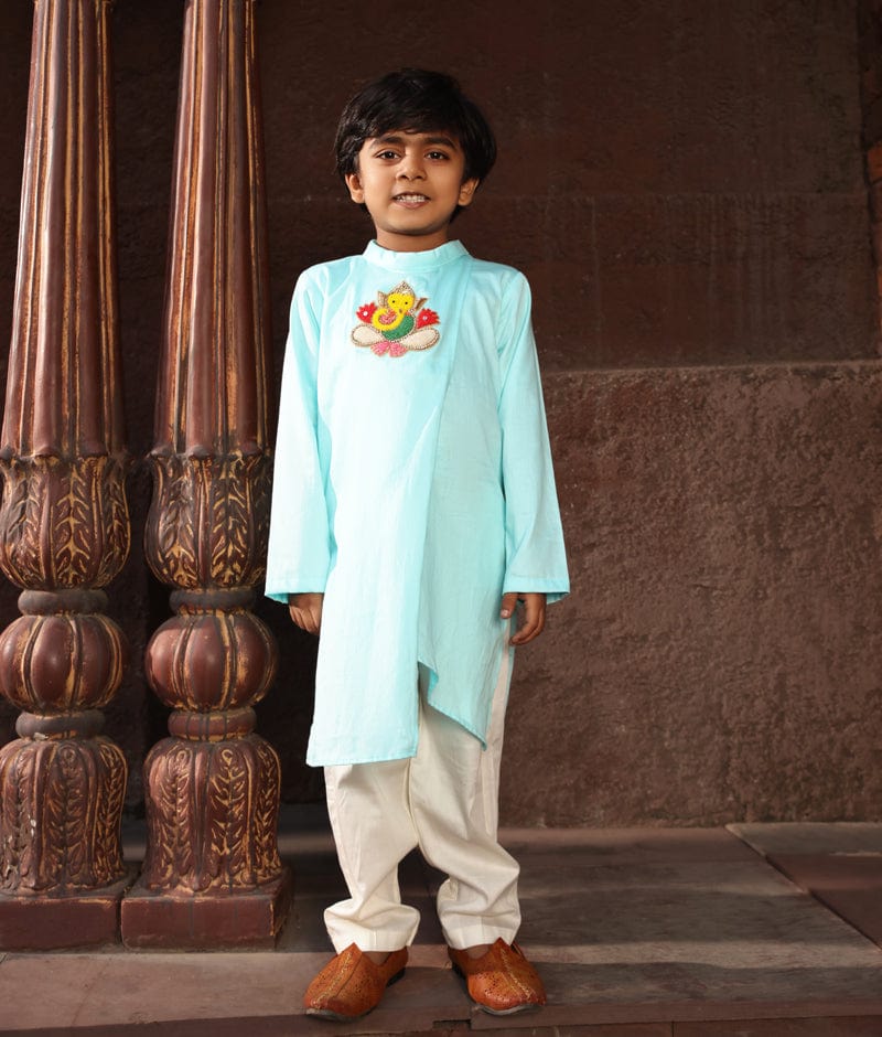 Manufactured by FAYON KIDS (Noida, U.P) Blue Kurta with Pant for Boys