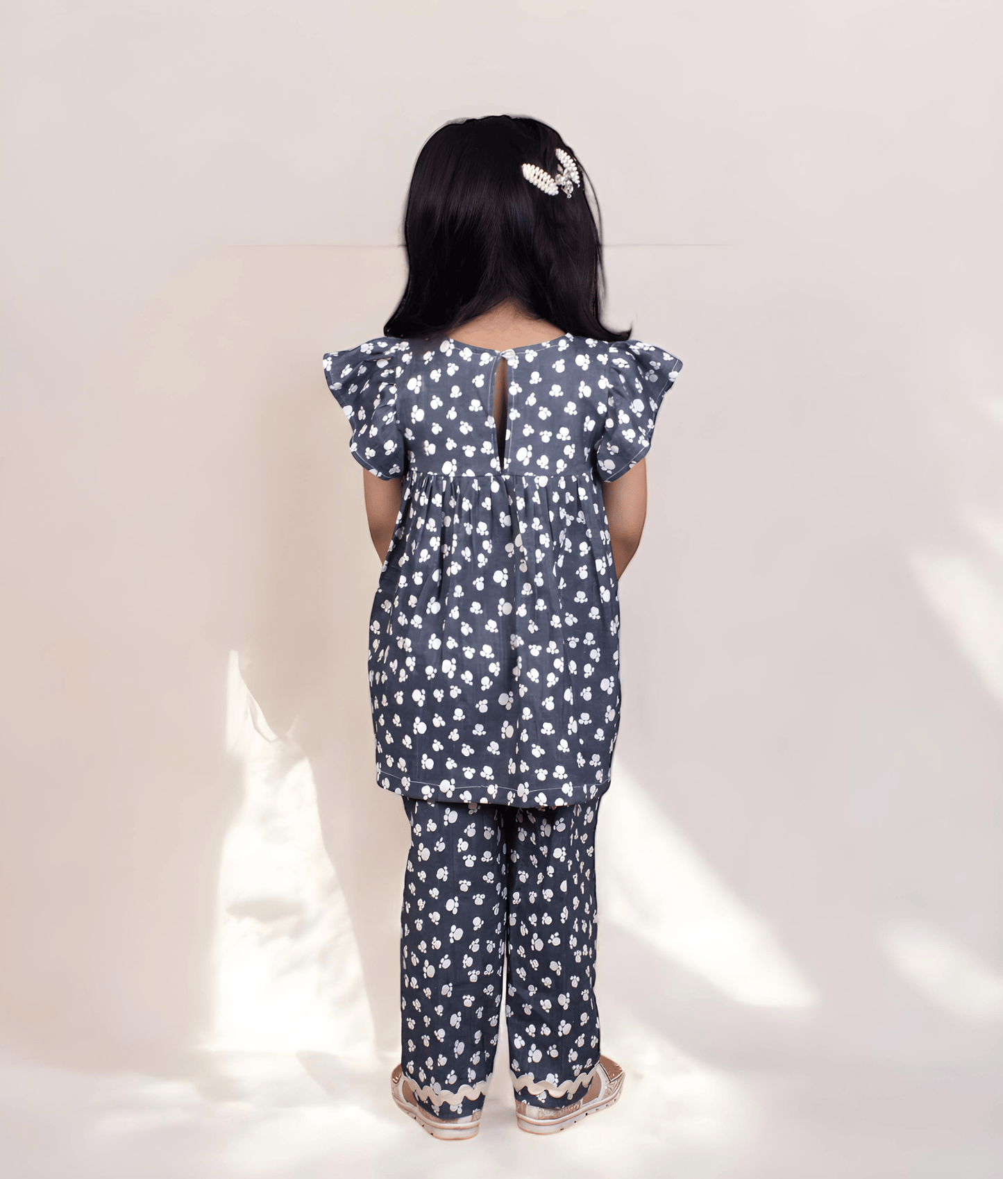 Manufactured by FAYON KIDS (Noida, U.P) Blue Printed Peplum Top with Pant for Girls