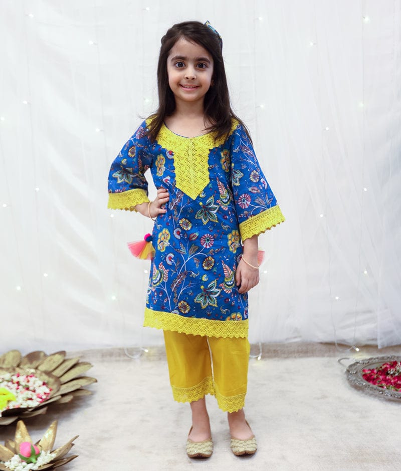 Blue Printed Suit Set