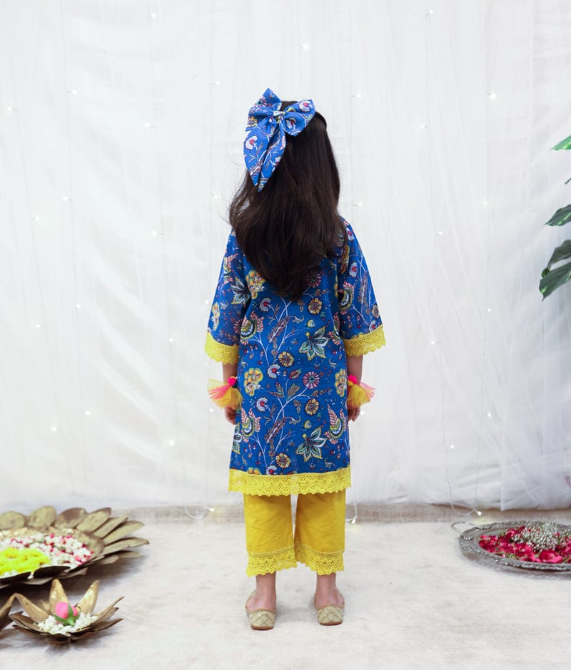 Blue Printed Suit Set