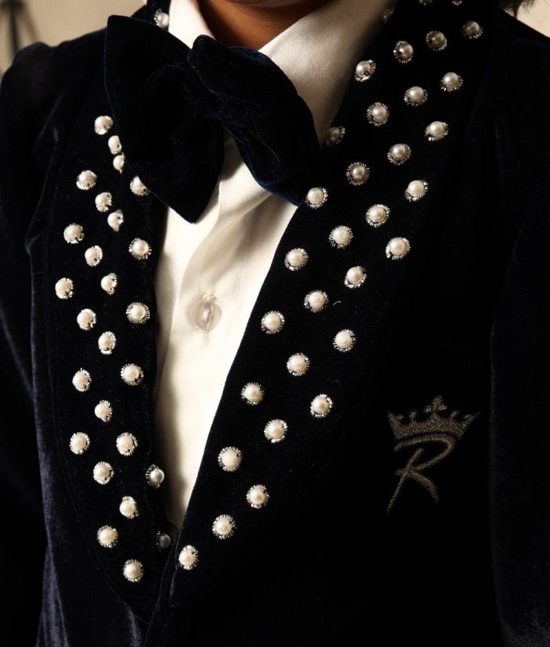 Manufactured by FAYON KIDS (Noida, U.P) Blue Velvet Coat with Shirt and Pant