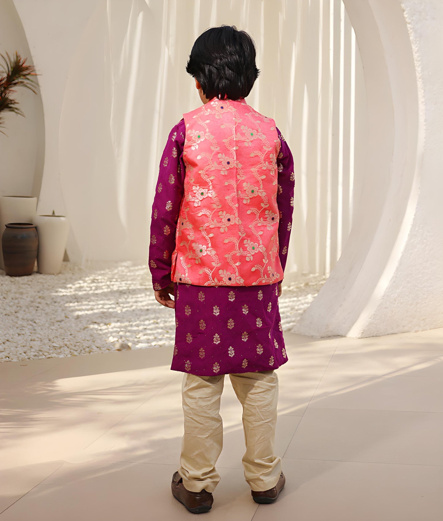 Manufactured by FAYON KIDS (Noida, U.P) Brocade Jacket with Kurta and Pant