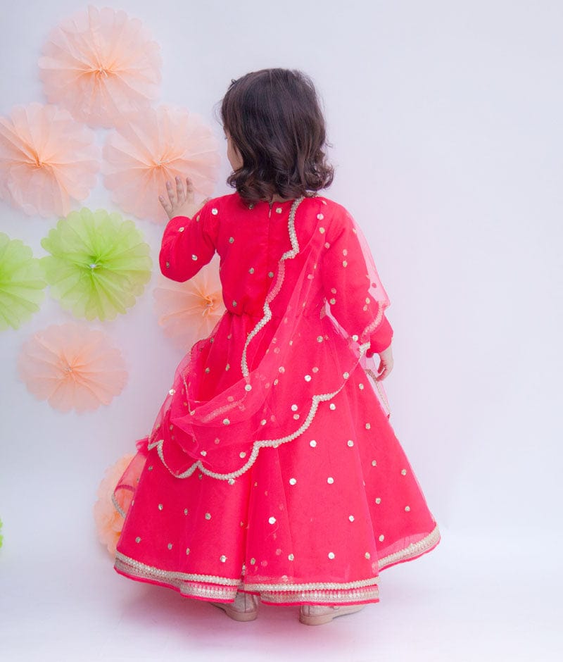 Manufactured by FAYON KIDS (Noida, U.P) Coral Boti Net Anarkali for Girls