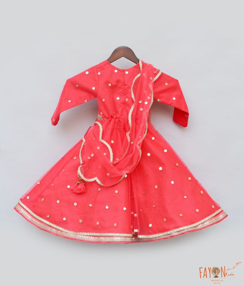 Manufactured by FAYON KIDS (Noida, U.P) Coral Boti Net Anarkali for Girls