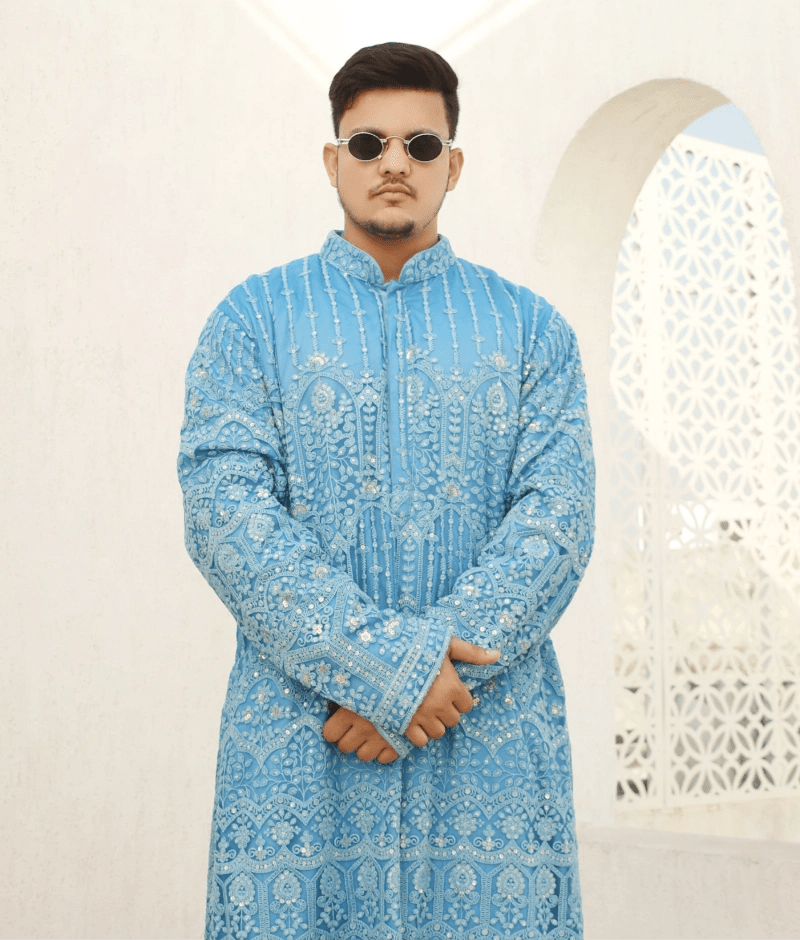 Manufactured by FAYON KIDS (Noida, U.P) Elegant Blue Thread Kurta Set