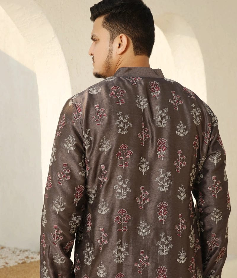 Manufactured by FAYON KIDS (Noida, U.P) Elegant Grey Embroidered Kurta Set