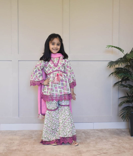 Floral Printed Kurti Sharara Set