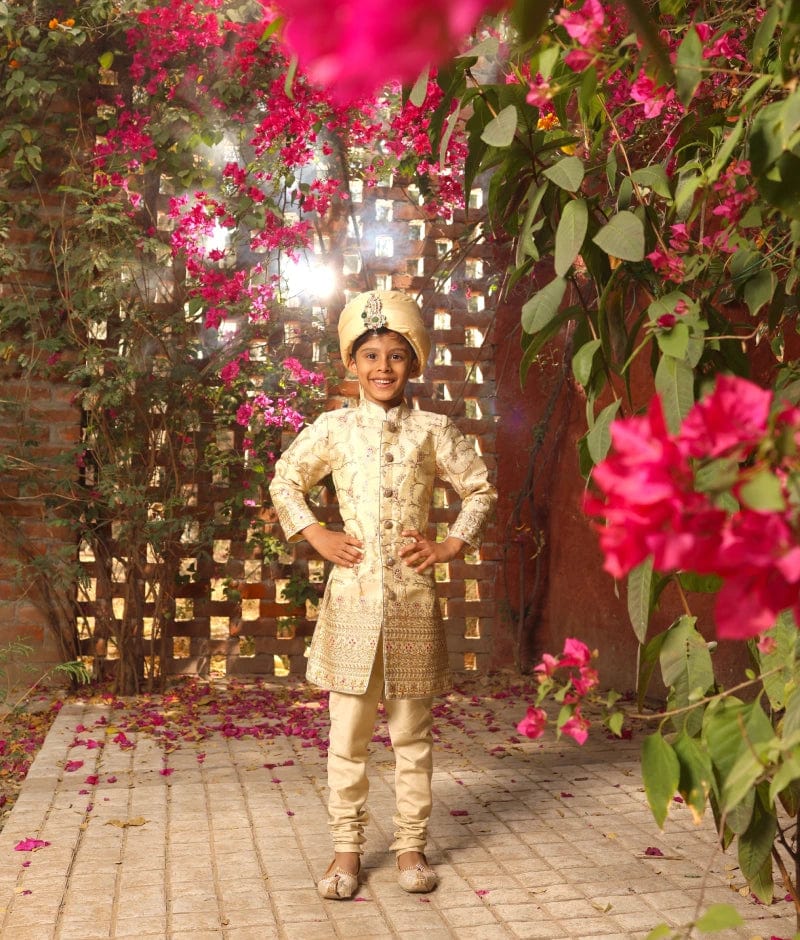 Manufactured by FAYON KIDS (Noida, U.P) Golden Embroidered Achkan