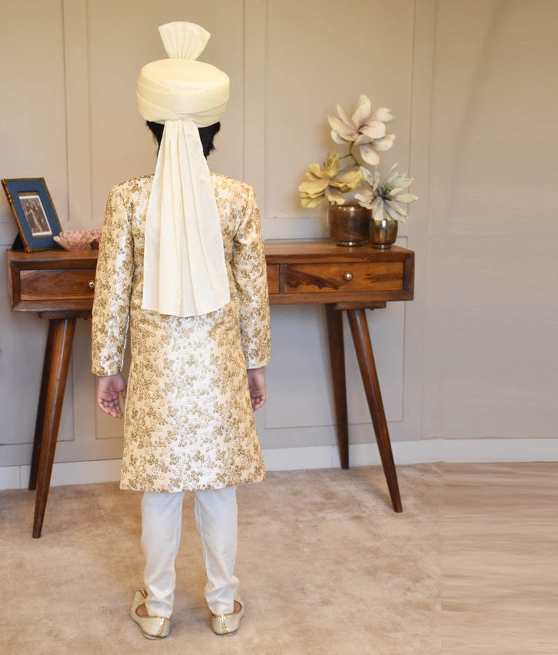 Manufactured by FAYON KIDS (Noida, U.P) Golden Embroidery Achkan with Golden Pant