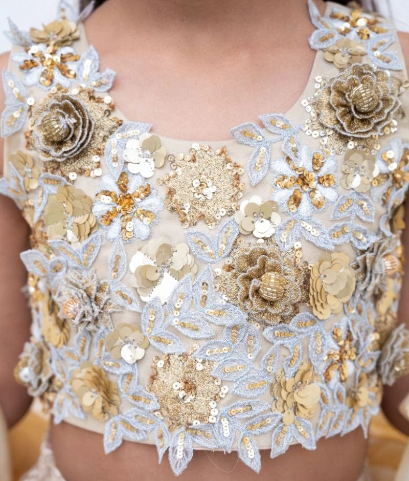 Manufactured by FAYON KIDS (Noida, U.P) Golden Embroidery Lehenga Set