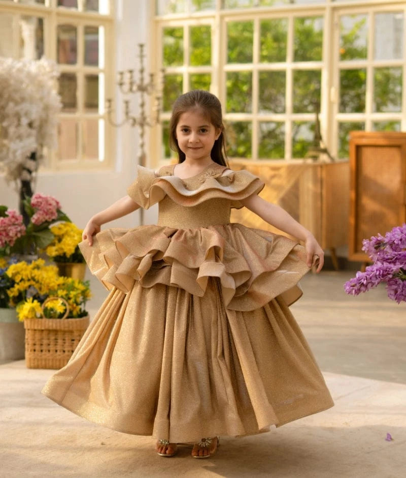 Golden Shimmer Party Gown