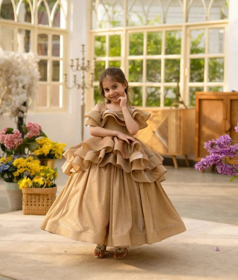 Golden Shimmer Party Gown