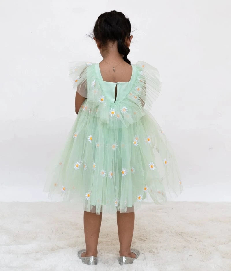 Manufactured by FAYON KIDS (Noida, U.P) Green Bloom Net Dress