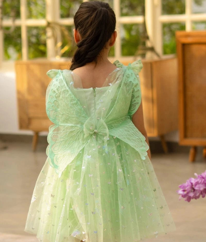 Green Butterfly Party Frock