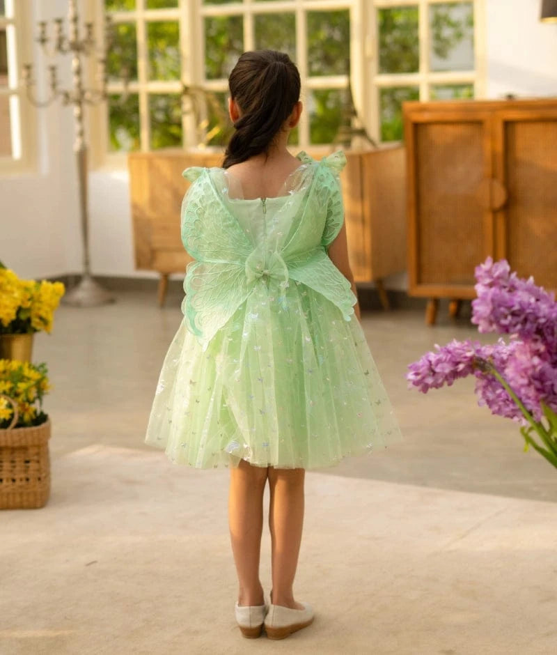 Green Butterfly Party Frock