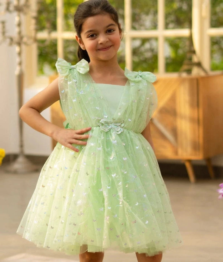 Green Butterfly Party Frock