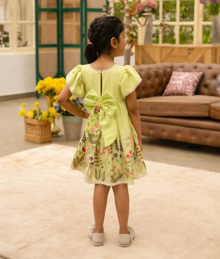 Manufactured by FAYON KIDS (Noida, U.P) Green Embroidered Frock